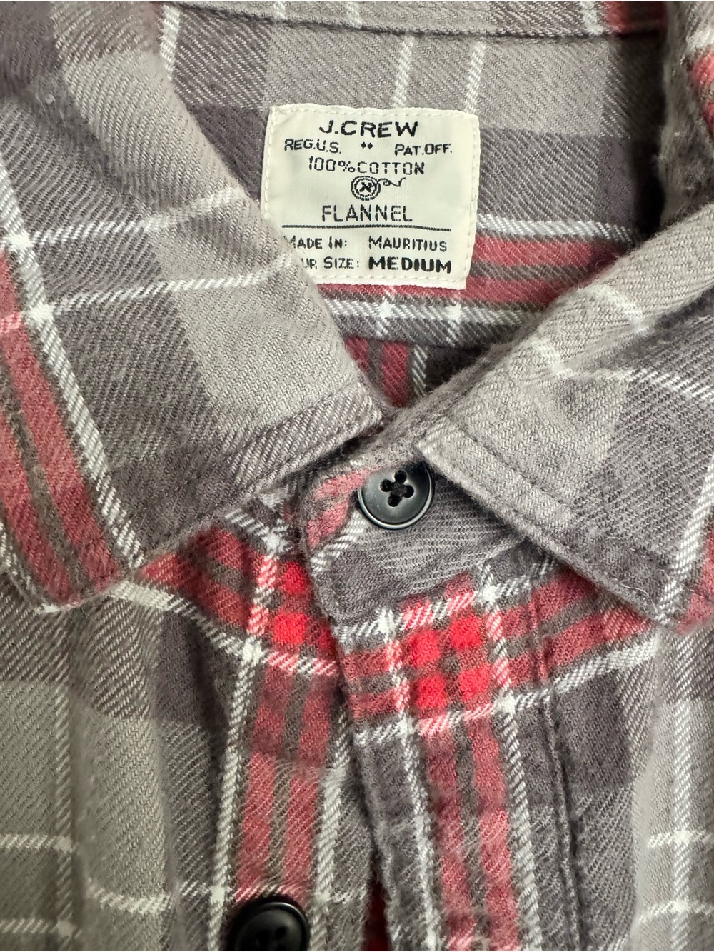 J. Crew Gray and Red Plaid Flannel Shirt